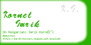 kornel imrik business card